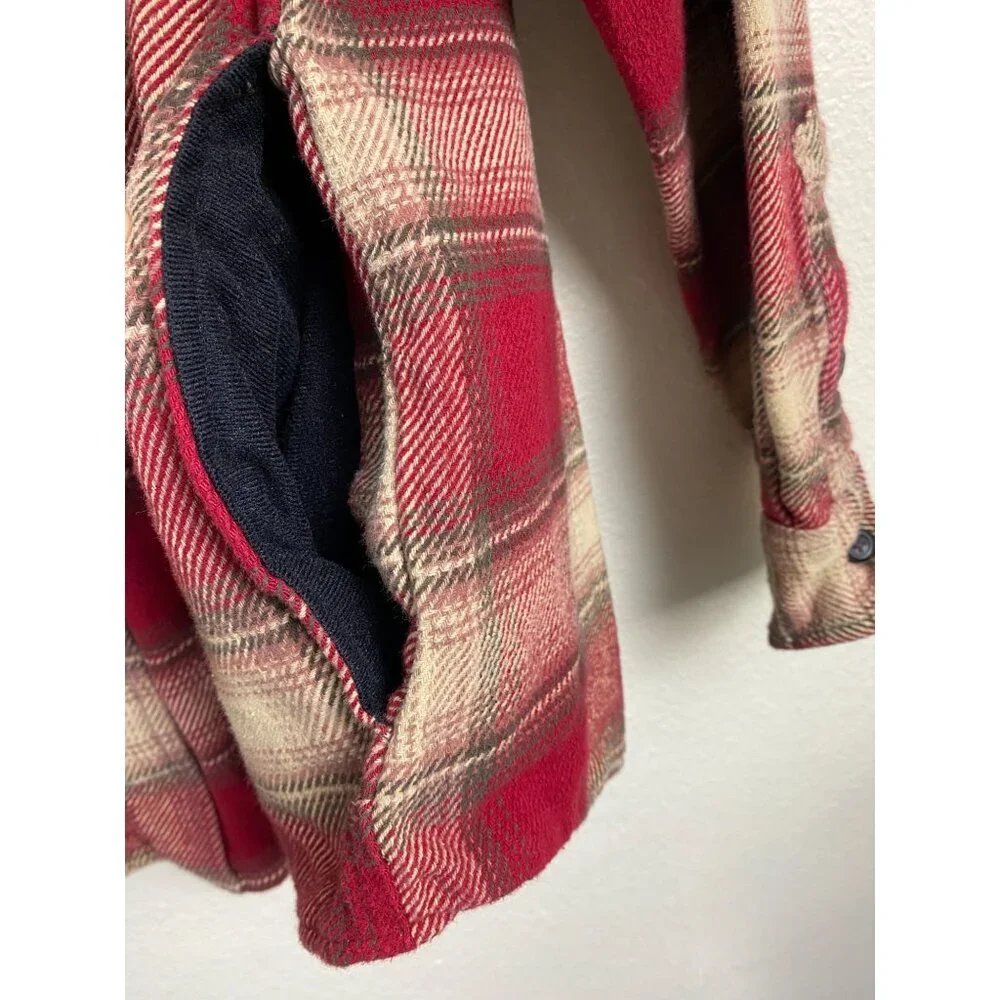 Orvis‎ Heavyweight Flannel Shirt Jacket Red Plaid Shacket Men size Large Pockets - Picture 9 of 12